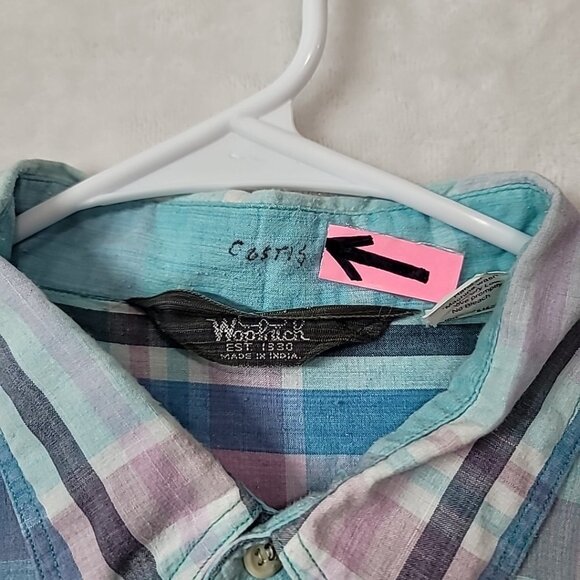 VTG WOOLRICH Mens Madras Plaid Short Sleeve Button Down Shirt Size XL Colorful - Picture 11 of 16